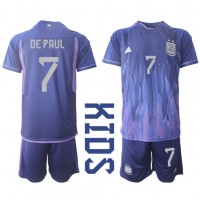 Argentina Rodrigo de Paul #7 Replica Away Minikit World Cup 2022 Short Sleeve (+ pants)